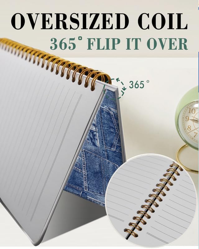 Spiral Journal Notebook,A5 Hardcover Lined Journals for Women Girl 6 x 8.3 in,120 Pages Thick Paper,Cute College Ruled Writing Notebook for Gifts Office Work School(Denim)