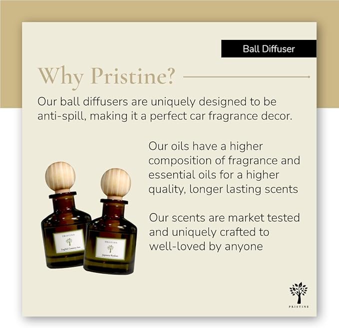 PRISTINE English Country Inn/Inspired by Ritz Carlton Hotel Ball Diffuser for Wardrobe | Fresh Blend of Strawberry, Vanilla, Musk Diffuser Set, Mini Diffuser Decor | Air Freshener for Closets