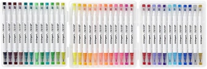 KINGART Chisel & Fine, Travel/Storage Case Dual Tip Markers, Assorted 36 Piece (408-36)