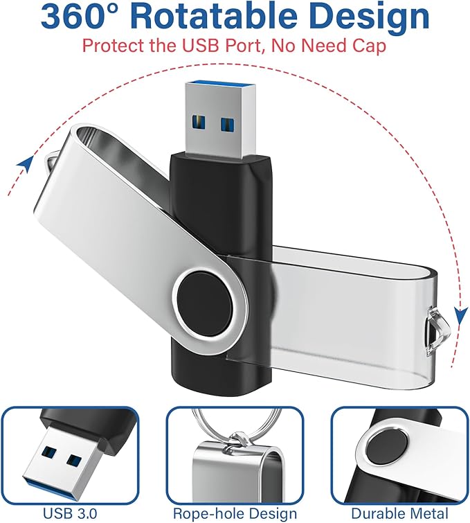 USB Flash Drives 2GB 20 Pack, Wooolken USB 2.0 Thumb Drives with Keychains Memory Stick USB Drive Pendrive for PC Laptop Computer (Black)