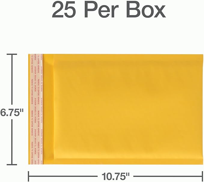 Quality Park Bubble Mailers, 6 x 9 Inch, Kraft Padded Envelopes, Durable Brown Shipping Envelopes, Self Seal Closure, 25 Per Box (QUA95001)