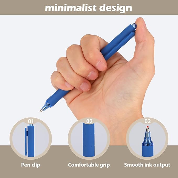 WY WENYUAN Pens Bulk, 30-Pack Blue Ballpoint Pens (1.0mm Medium Point) - Smooth Writing No-Smear Click-Type Bulk Pens for School,Corporate,Journals