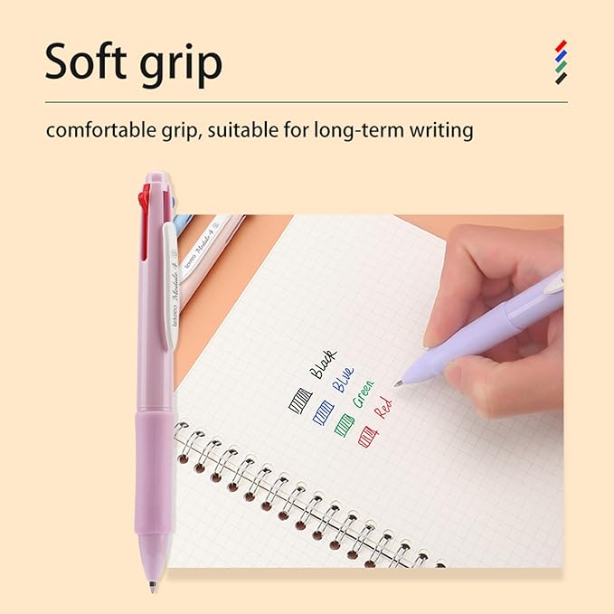 Multi-color Ballpoint Pens, 4-in-1 Colored Pens 0.7 Medium Fine Point,Ballpoint Gift Pens for Planner Journaling,Assorted Ink, 6-Count