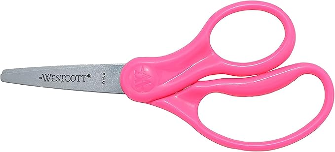 Westcott Right- & Left-Handed Pointed Scissors for Kids Ages 6+, Durable Stainless Steel Blades, Back to School Supplies, Classroom Scissors, Includes Storage Rack, 5-Inch, 12 Pack, Assorted Colors