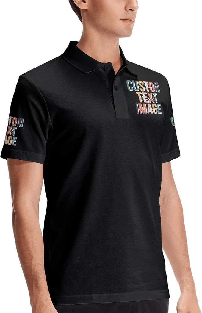 Personalised Polo Shirt Custom Work Shirts for Men Women Printed Text or Logo Working Top, Casual Wear, and Sports Teams