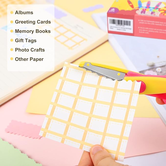 UCEC Craft Scissors - Decorative Edge, 6 Pack, Rainbow Color, Zig Zag Pattern, Scrapbooking & Fancy Scissors for Crafting