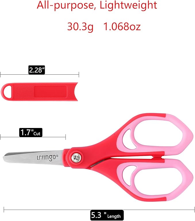 LIVINGO 5" Blunt Kid Scissors: Stainless Safety Toddler Preschool Children Scissors, School for Student Classroom Craft Art, Assorted Color, 3 Pack