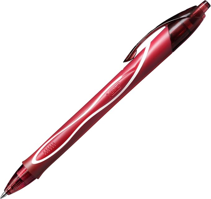 BIC Gel-ocity Quick Dry Gel Pen, Fine Point (0.5mm) - Box of 12 Red Gel Pens