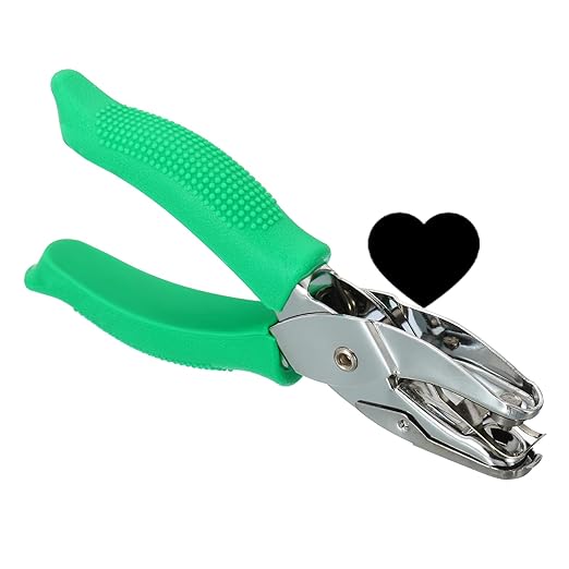 PATIKIL 1/4" Heart Single Hole Punch, Handheld Hole Puncher with Grip Metal Paper Puncher for DIY Craft Scrapbook Ticket Card, Green