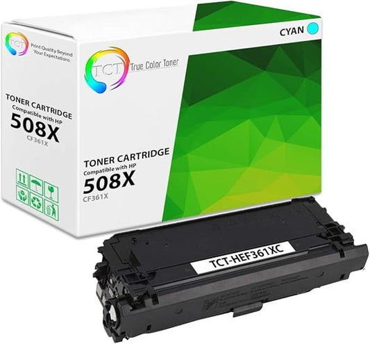 TCT 508X Cyan Toner Cartridge - Compatible Replacement for HP 508X CF361X High Yield Works with HP Color Laserjet Enterprise M552 M553 MFP M577 Printers (9,500 Pages)