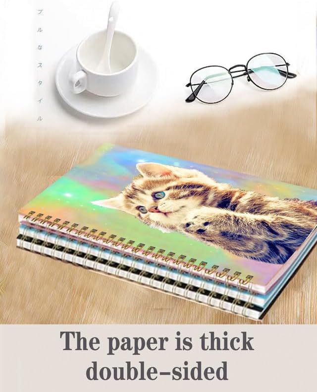Spiral Journal Notebook,A5 Hardcover Lined Journals for Women Girl 6 x 8.3 in,120 Pages Thick Paper,Cute College Ruled Writing Notebook for Gifts Office Work School(Cute Cats)