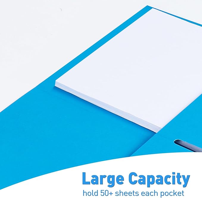 Two Pocket Folders, RAZCC 100 Pack File Folders with Pockets Fit Letter Size Paper, Thick Paper File Folder for School Office Business Home, Assorted 5 Colors