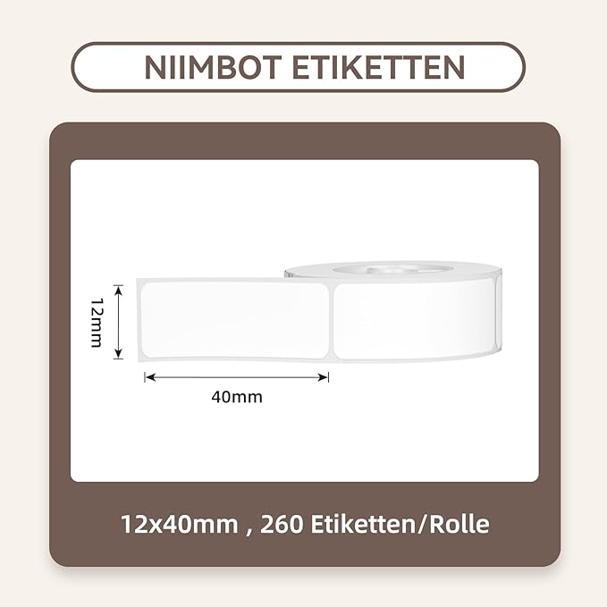 NIIMBOT D11 Label Maker Tape D110 Labels 3Rolls, Self-Adhesive Labeling Tape Replacement 0.47" X 1.57" (12 X 40mm) Thermal Label Refills for Home Office, 480 Labels/3Rolls, White