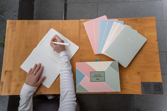 Notebook Journal, Pack of 8 Notebooks, A5, 5.5 x 8 in, Cute Soft Paper Cover Notepad for Travel, Meditation, Wedding and Dream Journals, Lined Diary Notepad Paper (Spring Colors)