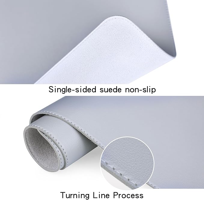 Keyboard Mat Desk Cover Mat Cute Desk Mat Pad Mat 47.2" x17 Laptop Mat for Desktop Computer Desk Pads on Top of Desks Non-Slip PU Leather Large Mouse Pad Office Desk Grey Office Accessories