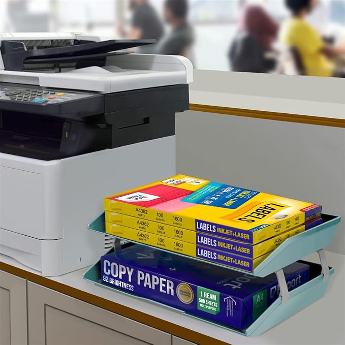 Acrimet Facility 2 Tier Letter Tray, Side Load, Letter Size/A4, Desktop File Organizer, Plastic (Solid Green Color)