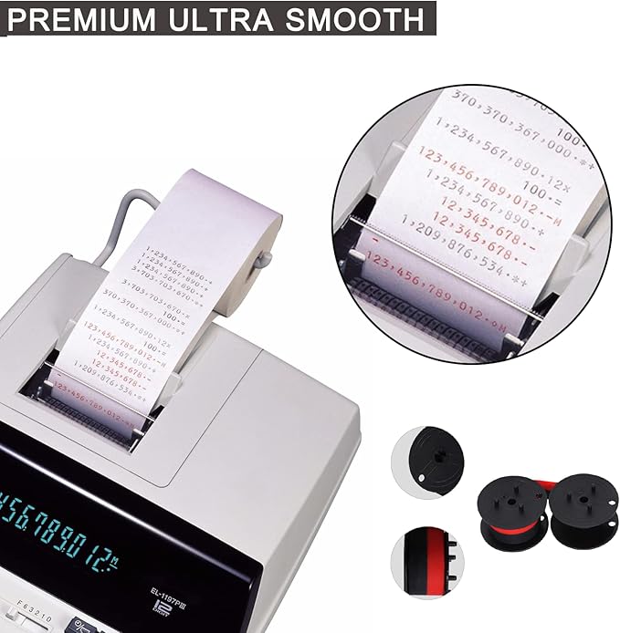 2 Pack Replacement for Porelon 11216 Universal Twin Spool Calculator Ribbon Universal GR24br Compatible with Sharp el-1197piii Nukote BR80c Casio fr-2650tm Adding Machine Ribbons Universal (Black/Red)