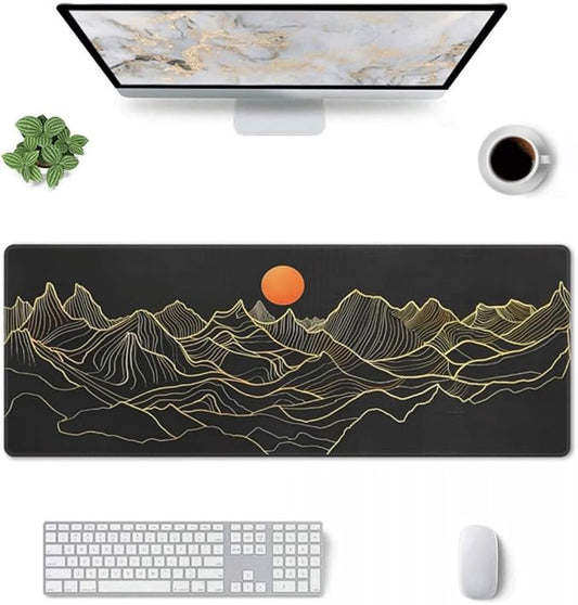 Desk Pad,Office Desk Mat 31.5"×11.8" Large Gaming Mouse Pad,Durable Extended Computer Mouse Pad,Waterproof Thick Big Mouse Pads with Non-Slip Rubber Base Office Home Black Mountain Sunset