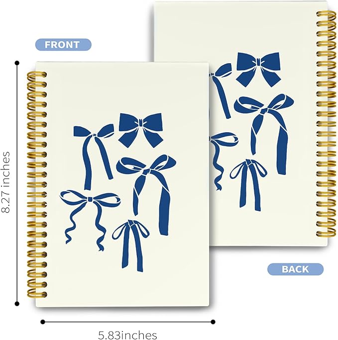 LiTiu Preppy Spiral Journal Notebook,Coquette Girly Style Notebook for Teen Girls Women,Bow Preppy Funky Hardcover Spiral Notebook 5.8x8.3