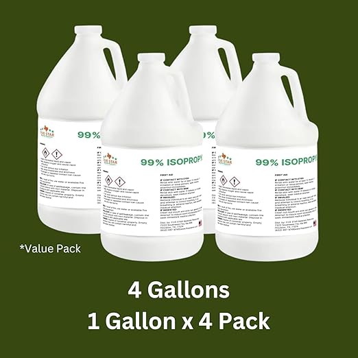 99% Pure Isopropyl Alcohol, 99 Percent IPA 4 Gallons, USP Grade, Made in The USA (4 * 1 Gallon)