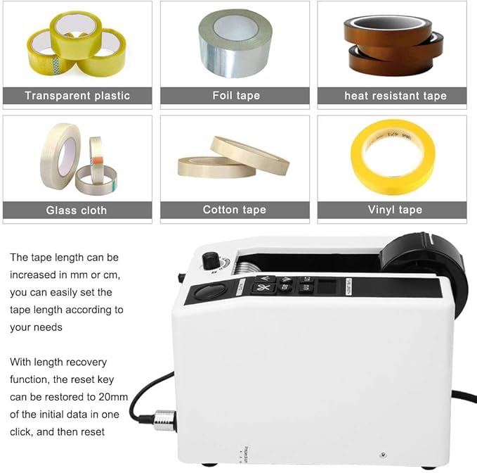 Auto Tape Dispenser, Automatic Electric Tape Cutter Ribbon Cutting Machine for Various Adhesive Tape(US Plug 110V)