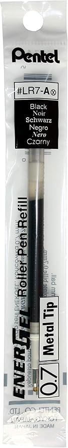 Pentel LR7ABX Gel Pen Refills, f/EnerGel, 0.7mm, Fine, 12/BX, Black Ink