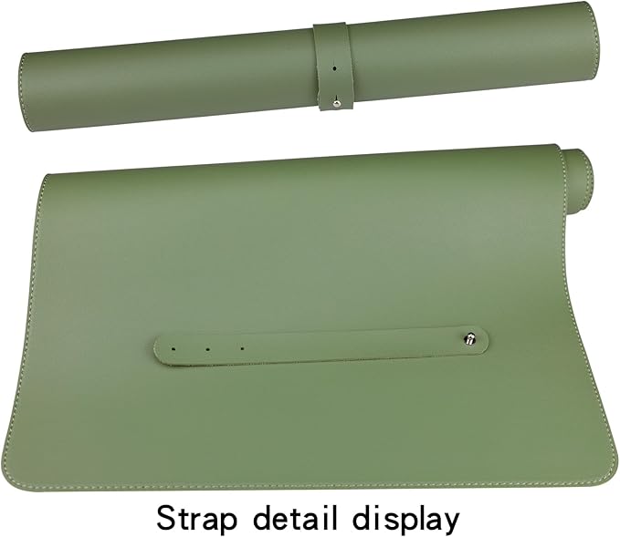 Cute Desk Mat Mouse Pad - 23.6"x13.8" Laptop Mat for Desktop - Non-Slip PU Leather Green Office Desk Accessory
