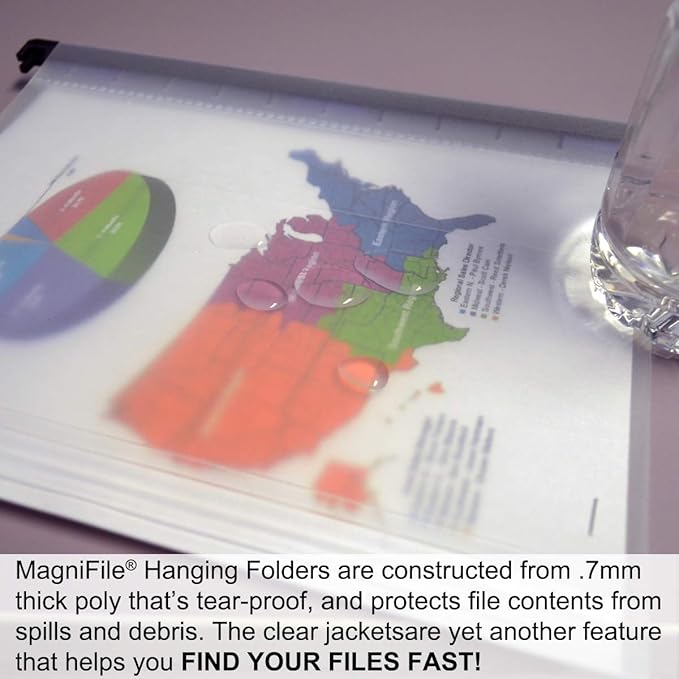 Ultimate Office MagniFile Hanging File Folders V- Bottom Letter Size with 11 inch Magnified Indexes That Double The Size of Your File Titles to Find Files Fast. (Set of 10 Frost)