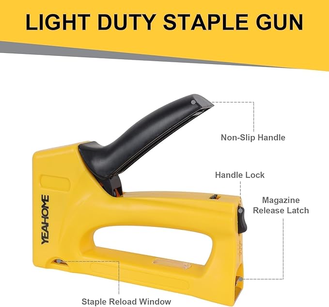 YEAHOME Light Duty Staple Gun, Upholstery Staple Gun with 1000PCS JT 21 Staples of 5/16 inch, Stapler Gun for Wood, Classroom, Crafts, DIY, Decoration