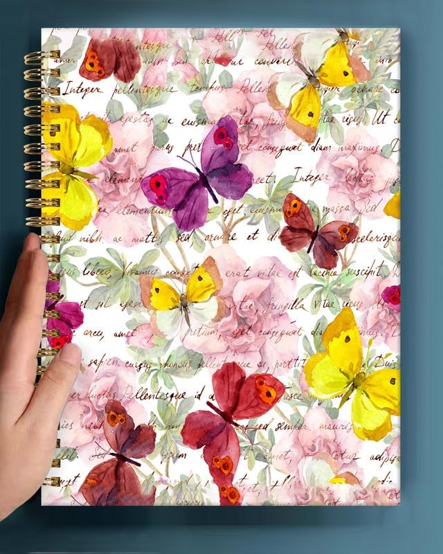 Spiral Journal Notebook,A5 Hardcover Lined Journals for Women Girl 6 x 8.3 in,120 Pages Thick Paper,Cute College Ruled Writing Notebook for Gifts Office Work School(Watercolor Rose Floral)