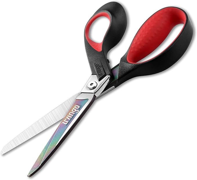 LIVINGO Industrial Scissors Heavy Duty: 9" Professional Multipurpose Shears Sharp Stainless Steel - Forged Titanium Coated Scissors for Fabric Sewing Carpet Craft Workshop Outdoor Home Office