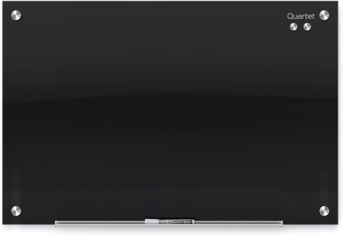 Quartet Glass Whiteboard, Magnetic Dry Erase White Board, 72" x 48', Black Surface, Infinity (G7248B)