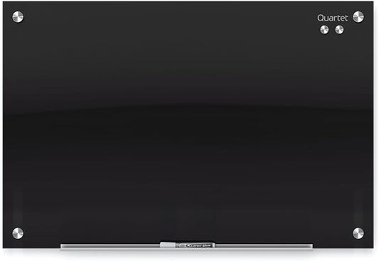 Quartet Glass Whiteboard, Magnetic Dry Erase White Board, 24" x 18", Black Surface, Infinity (G2418B)