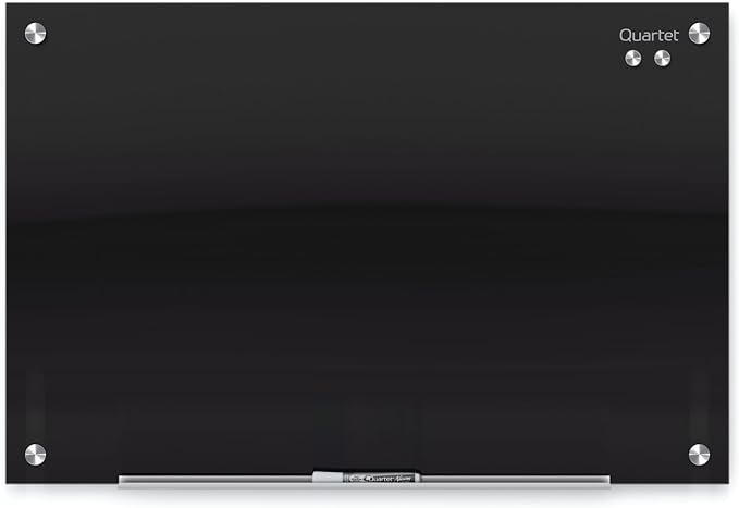 Quartet Glass Whiteboard, Magnetic Dry Erase White Board, 48" x 36", Black Surface, Infinity (G4836B)