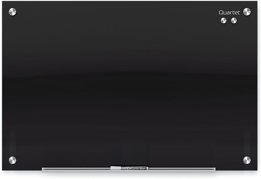 Quartet Glass Whiteboard, Magnetic Dry Erase White Board, 48" x 36", Black Surface, Infinity (G4836B)