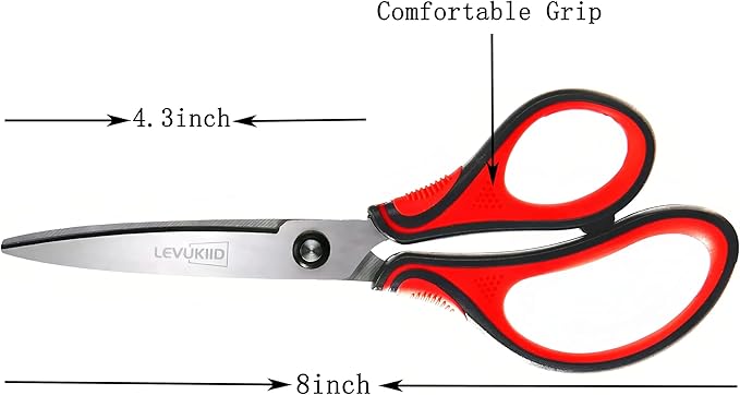 Office Scissors All Purpose - Comfort Grip Handle,Sharp X Blade,8-Inch Scissors for Ages 12+,pointed tip, Three Color Handles, Craft Cutting Tool