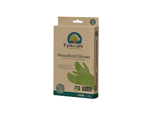 If You Care Latex Gloves, Large – 1 Pair (Pack of 2) – For Gardening, Dishwashing, Cleaning Kitchen and Bathroom – 100% Cotton Lined, Reusable for Women and Men, Green
