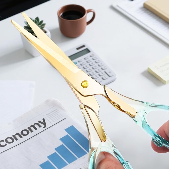 6.3 Inch Precision All - Purpose Craft Scissors, Stainless Steel Blade for Superior Cutting, Blue Acrylic Handle for Comfort, Ideal for Office, Home & School Crafters