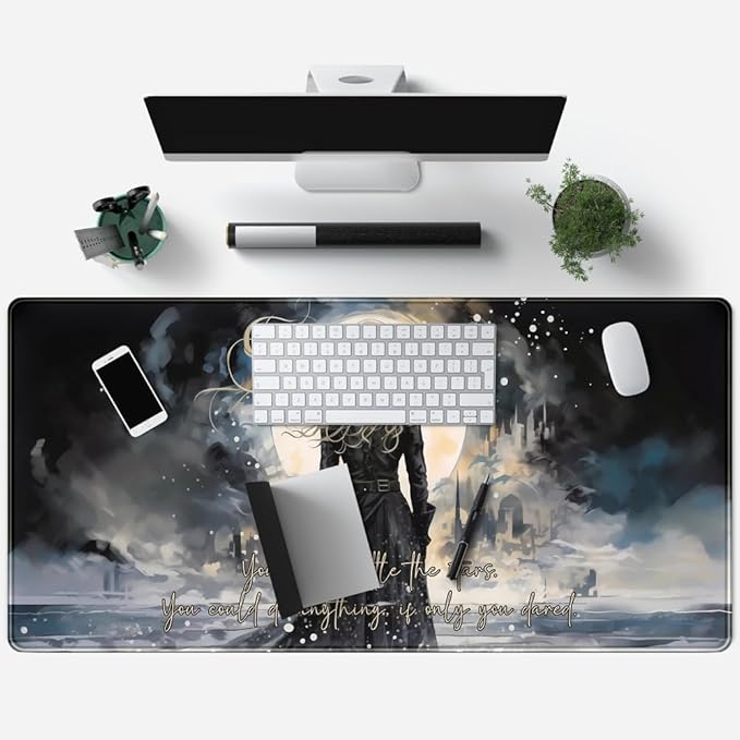 Dark Magic Large Mouse Pad Gaming MTG Playmat Original Paint Desk Mat Adventure Extended Mousepad Art Long Mouse Pads XXL, Cool Desk Pad for Keyboard with Stitched Edges 31.5" X 15.7 "