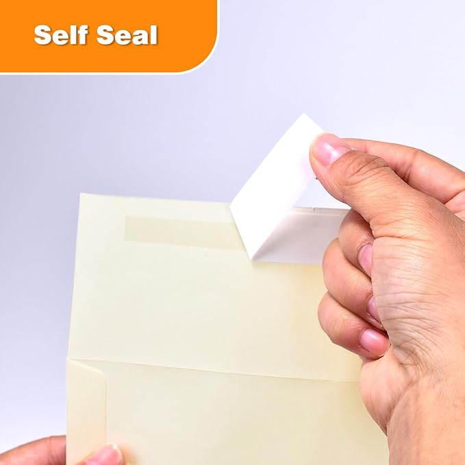 Self Seal A9 Envelopes 50 Pack - 5-3/4 x 8-3/4 Inches Blank Ivory Invitation Envelopes for Cards, Letters, Events & Business Correspondence (Secure Closure)