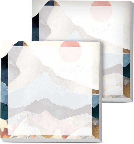 Sticky Notes, 2 Pads, 3x3 inches, Cute Colorful Fun Self-Stick Note Pads, Easy Post, Strong Adhesive Notepad Mountain Moon Art