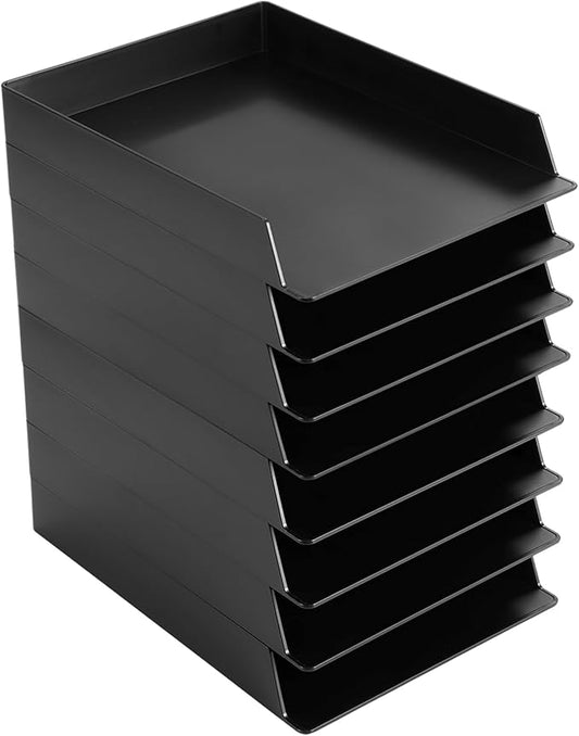 Wenqik 20 Pcs Stackable Paper Trays Rectangular Plastic Desk Holder Desktop Document File Organizer Storage Letter for Back to School Office Classroom (Black)