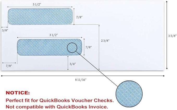 ValBox 200 Count #8 Double Window Envelopes 3 5/8" x 8 11/16" Flip and Seal Double Window Security Check Envelopes- Security Tint Pattern Designed for Home Office Secure Mailing