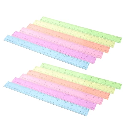 PRETYZOOM 12Pcs School Ruler with Centimeters and Inches - Flexible Plastic Rulers for Students Measuring Drawing Tools