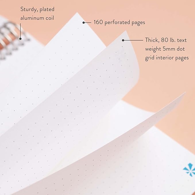 Erin Condren 8.5" X 11" Spiral Bound Dot Grid Journal Notebook - Mid Century Circles, 5Mm Dot Grid, 160 Page Writing, Drawing & Art Notebook, 80Lb Thick Mohawk Paper, Stickers Included