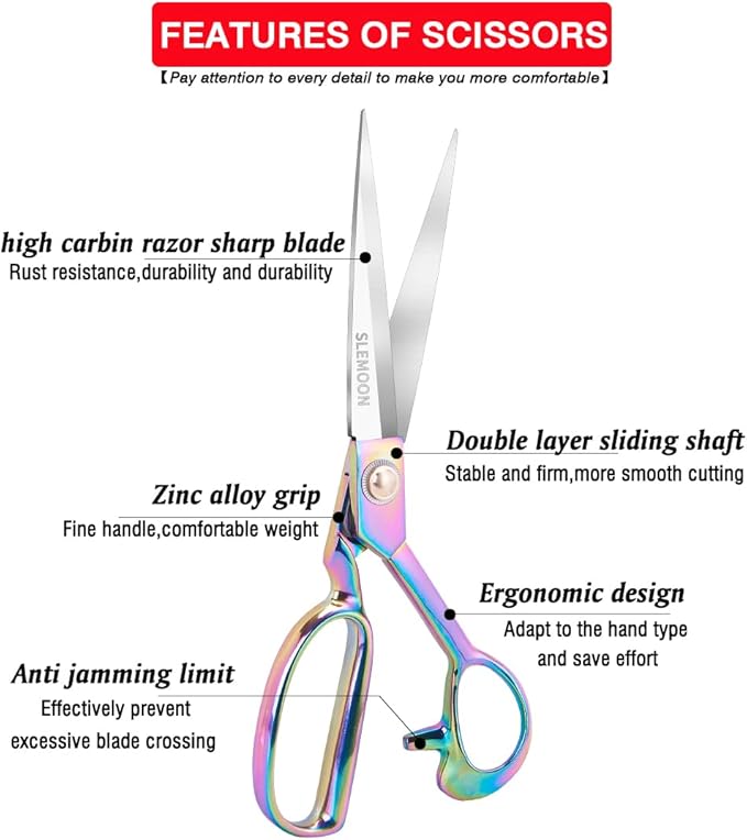 Fabric Scissors Professional 10" Sewing Scissors,Heavy Duty Shears for Fabric,Leather,Raw Materials,Dressingmaking,Upholstery Shears for Dressmakers Students Office Crafting