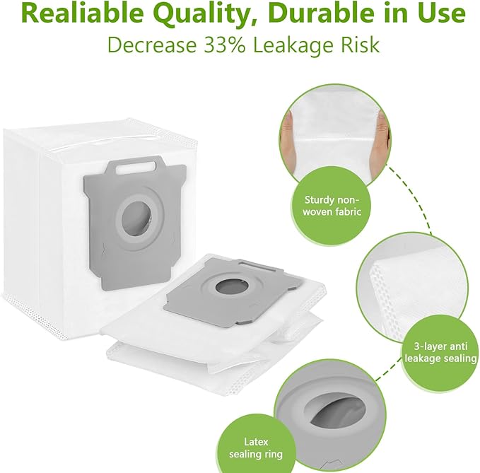 KGC 10 Pack Vacuum Bags Compatible with iRobot Roomba Vacuum Bags i & s & j Series, Replacement for iRobot Roomba i1+ i3+(3550) i4+ i6+ j6+ i7+ i7Plus j7+(7550) i8+ s9+ Vacuum Bags
