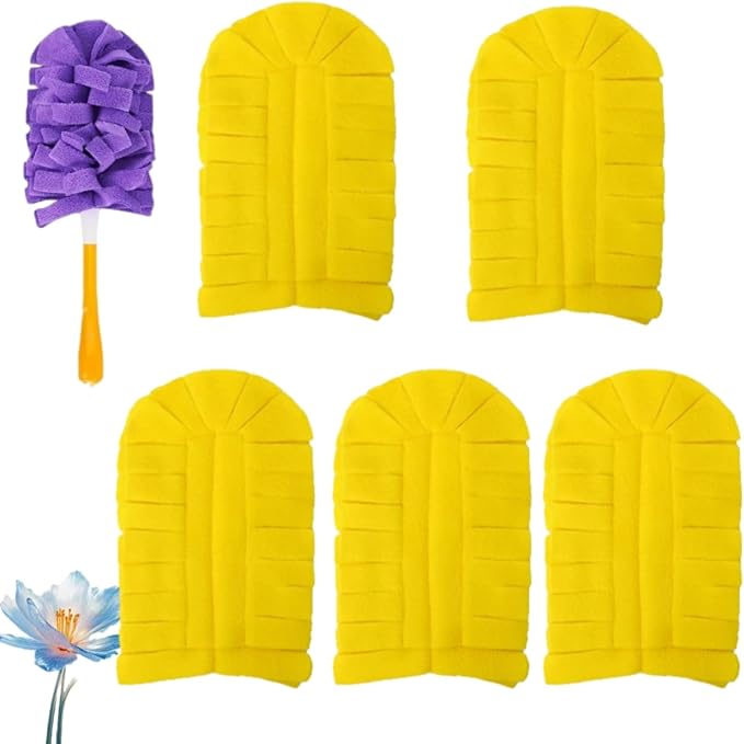 360° Electrostatic Duster Refills — The Sustainable Choice for a Dust-Free Home, Reusable Electrostatic Microfiber Duster Refills, Duster Refills Washable for Hand Duster (Yellow)