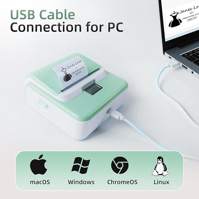 ORGSTA Label Maker Machine with Tape, T003 Thermal Label Maker, 3.15 Inch Bluetooth Label Printer Compatible with Phone & PC, Sticker Printer Barcode Thermal Maker for Small Business, Home, School