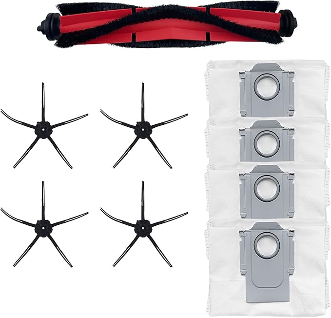 Accessories Kit Compatible for Roborock Q5 Robot Vacuum Replacement Parts, 1 Main Brush 4 Side Brush 4 Dust Bag